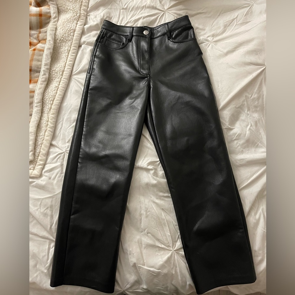 Aritzia Wilfred straight leg leather pants